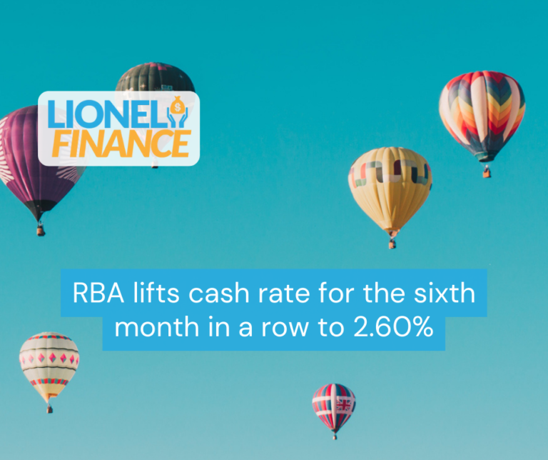 RBA lifts cash rate for the sixth month in a row to 2.60%