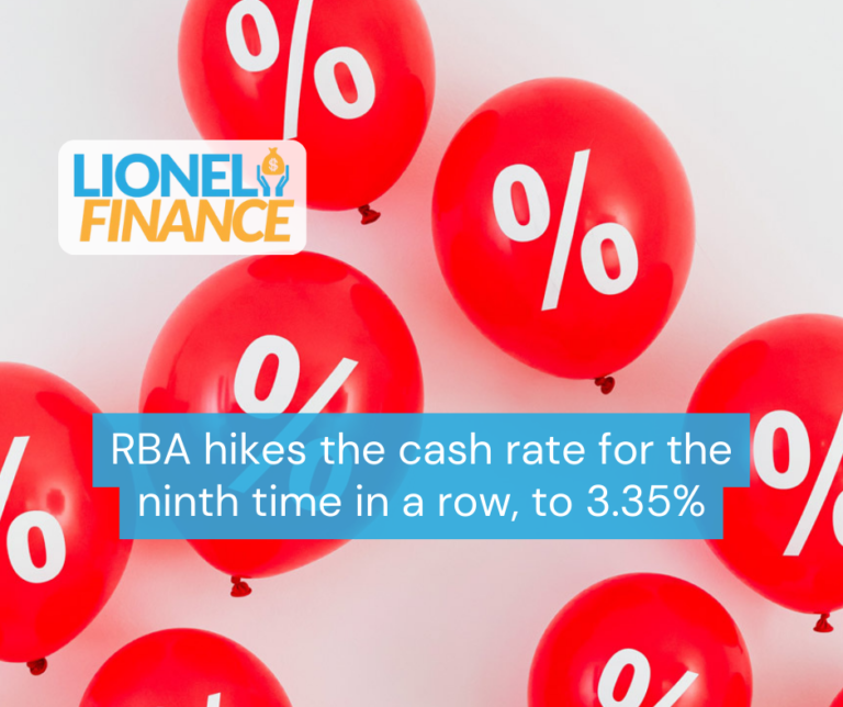 RBA hikes the cash rate for the ninth time in a row, to 3.35%